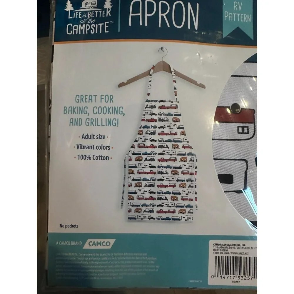 Retro Apron Camper Truck RV Pattern Kitchen Adults Cooking Baking Grilling - Picture 2 of 3